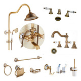 Set Griferia Bronce Vintage  Ducha+bacha+bidet+ Accesorios