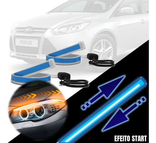 Barra Led Drl Com Seta Efeito Ghost Start Ford Focus