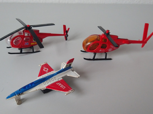 3 Miniaturas Helicópteros E Avião - Anos 90