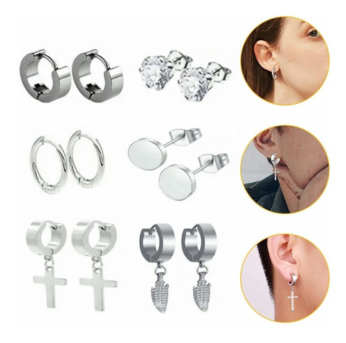 Aretes Hombre Con Piercing, Arracadas Hombre Pack 12 Pares