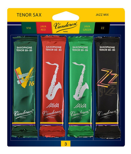 Vandoren Srmixt3 Tenor Sax Jazz Reed Mix Card Incluye 1 Zz,