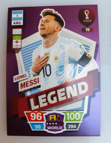Lionel Messi Legend #19 - Carta Adrenalyn Qatar 2022 Panini