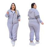 Conjunto Calça E Blusa Manga Longa  Plus Size Em Moletom