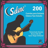 Cuerdas Guitarra Nylon Negro Entorchado Dorado Selene 200