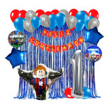 Globos Roblox Azul Kit Decoración Cumpleaños Compatible