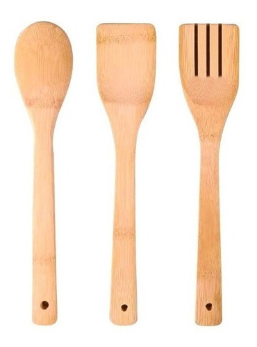 Set 3 Piezas Utensilios De Cocina De Madera Bambu