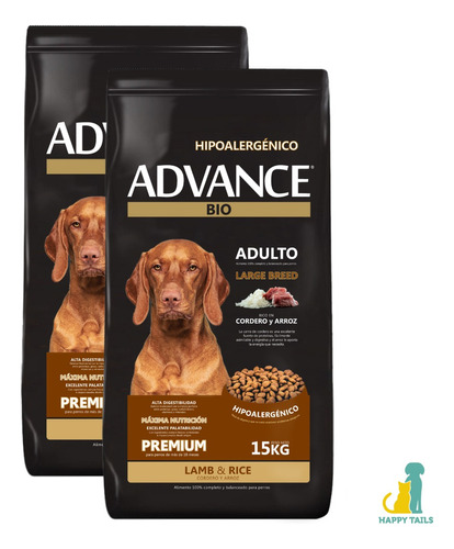 Advance Bio Perro Cordero Y Arroz 2 X 15 Kg - Happy Tails