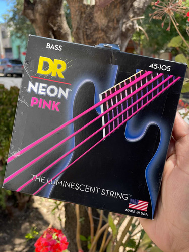 Cuerdas De Bajo Dr Neon Rosadas 4 Cuerdas 45-105