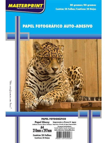 Papel Foto Adesivo A4 Glossy 80g 20 Folhas Masterprint