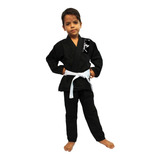 Kimono Preto Infantil Reforçado Jiujitsu, Judo + Faixa