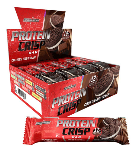Protein Crisp Bar Cookies And Cream C/12 Unid Integralmedica