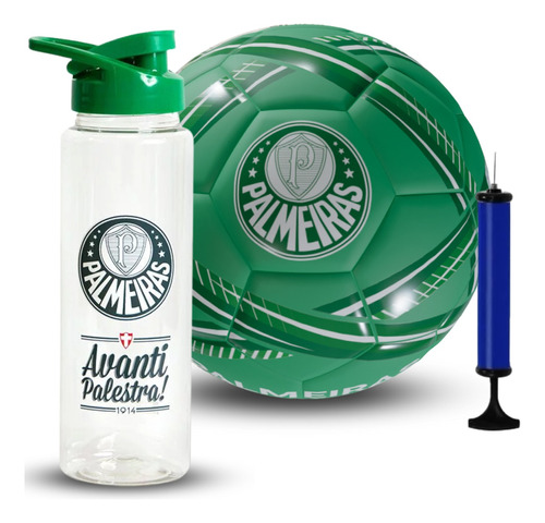 Kit Bola Squeeze Garrafa Futebol Palmeiras Oficial Licenciad