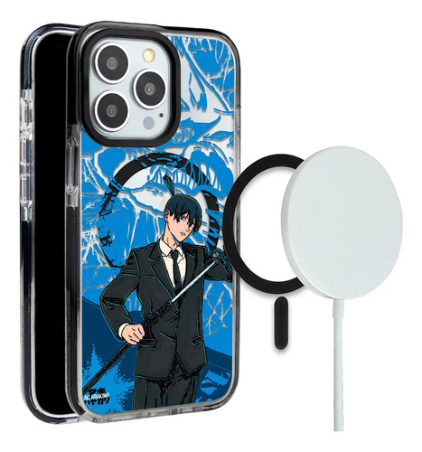 Funda Para iPhone Magsafe Chainsaw Man Aki Hayakawa Katana Cazador De Demonios Anime