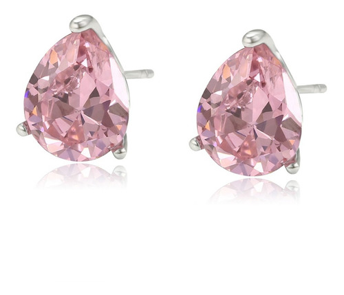 Aretes Broquel Oro 14k Lam Rosa Swarovski Calidad Premium