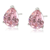 Aretes Broquel Oro 14k Lam Rosa Swarovski Calidad Premium