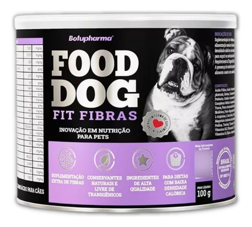 Suplemento Alimentar Cães Food Dog Fit Fibra Botupharma 100g