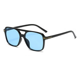 Azul Gafas De Sol Vintage Rectangulares Estilo Retro De Diseñador