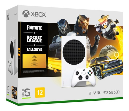 Console Microsoft Xbox Series S De 512gb, Bundle Com 3 Jogos Fortnite, Rocket League E Fall Guys