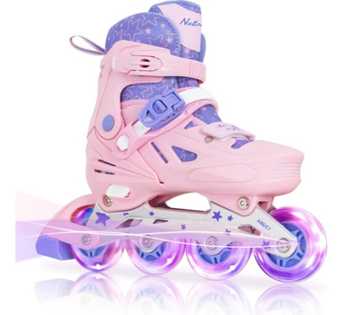 Patines En Línea De Niñas Ruedas C/luz + Kit De Proteccion 