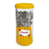 Juego Cubiertos X24pzs En Frasco Acero Inox Y Plastico Carol