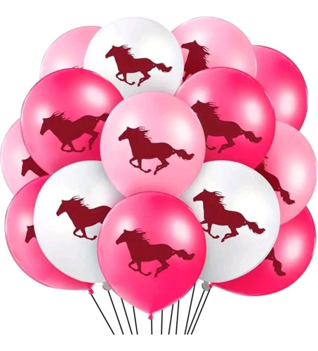 15 Globos Latex Estampado Caballos Carrera Cumpleaños Fiesta