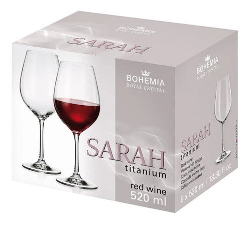 Copas De Cristal Bohemia Sarah 520 Ml (caja 6 Uni.)