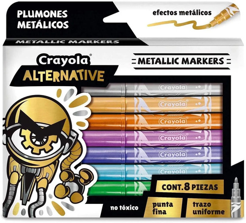 Plumones Metálicos Crayola Alternative C/8 Pz Premium
