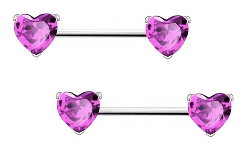 Piercing Pezón Par Corazones Rosa 2 Plug 14g Pezonera