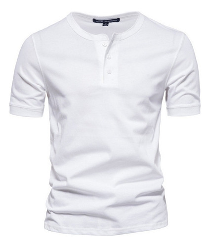 Playeras Hombre Camisa Henley Manga Corta Casual Cuello V