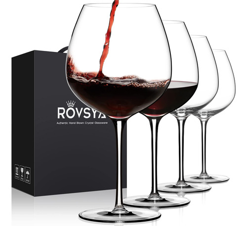 Rovsya Juego De 4 Copas De Vino Tinto, Grandes Copas De Cris