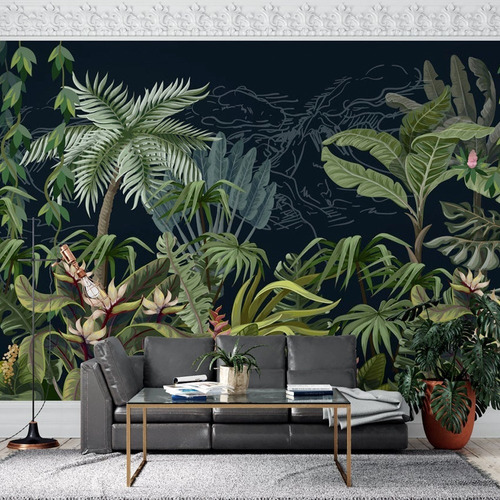 Vinil Decorativo Tapiz Hojas Planta Wallpaper Autoadhesivo Color Jungla Verde