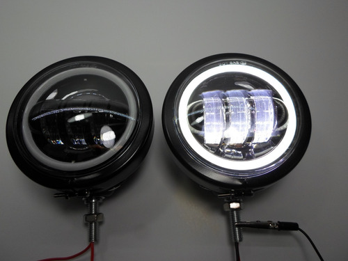 Faros Auxiliares C/ojo Negro Harley Chooper 4.5 '' Metal 2pz