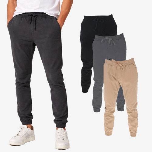 Paquete De 3 Jogger Hombre Gabardina Pantalones Casuales