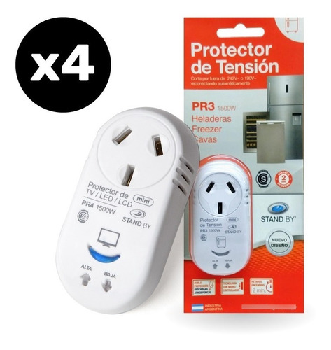 Protector Tensión Heladera Corte De Luz Pack X 4