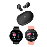 Smartwatch D18 Negro Y Rosa + Auriculares Xiaomi Premium