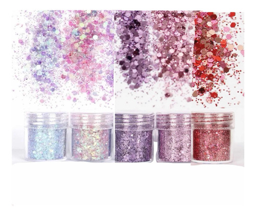 Glitter Glass Para Decoración De Uñas Set X 4