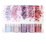 Glitter Glass Para Decoración De Uñas Set X 4