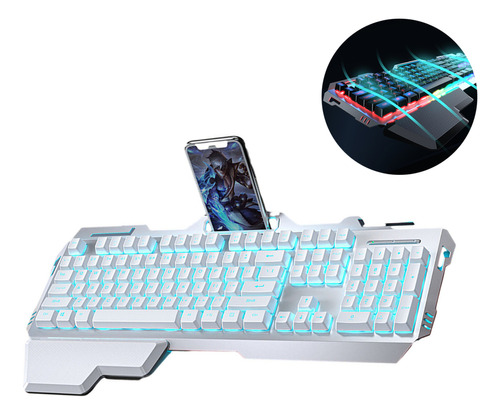 Teclado Usb Mecânico Luz De Fundo Rgb Com Apoio Para As Mãos