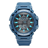 Reloj De Pulsera Diray Unisex Deportivo Dr222l3 Color De La Correa Azul Color Del Bisel Azul Color Del Fondo Gris