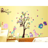 Vinil Decorativo Infantil Árbol Paisaje  Changuito Niño Niña