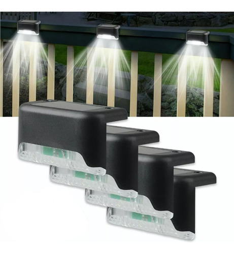 4 Pcs Lámpara Luz Solar Exterior Jardín Escalera Tierra Led