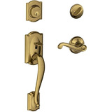 Cerradura Puerta Exterior  Manijon Y Tambor Bronce Pulid 6rh