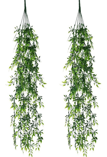 Kit 2 Planta Artificial Bambu Folhagem Para Jardim Vertical