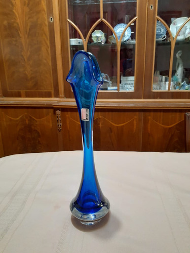 Florero De Diseño Querandi En Cristal De Murano Azul Duerand