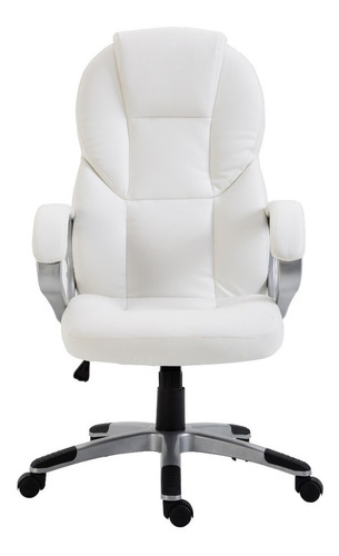 Silla De Escritorio Consulogo Executive Ergonómica  Blanca Con Tapizado De Cuero Sintético