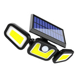 Luminaria Solar 103 Led 3 Cabecas Sensor Ajustavel Giratoria