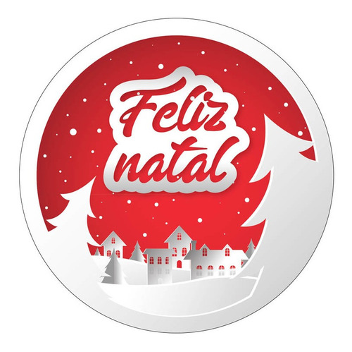 Quadro Placa Decorativa Redonda Feliz Natal - Pinheiros