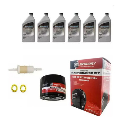 Kit Revisão Mercury 150 Hp 4t 6l Oleo Filtros Oleo De Rabeta