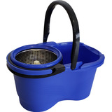 Mop Azul Giratorio 3 Tipos Esfregao Cesto Inox Limpeza Pisos
