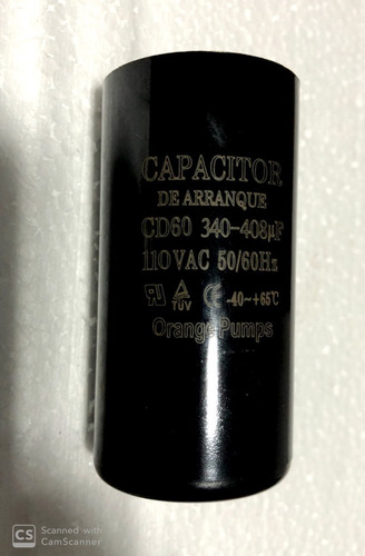 Capacitor Arranque De Motor 340-408uf Mfd 110v Grande